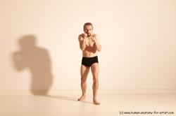 Underwear Martial art Man White Moving poses Slim Short Blond Dynamic poses Academic